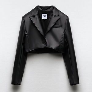 NWT cropped leather Zara blazer